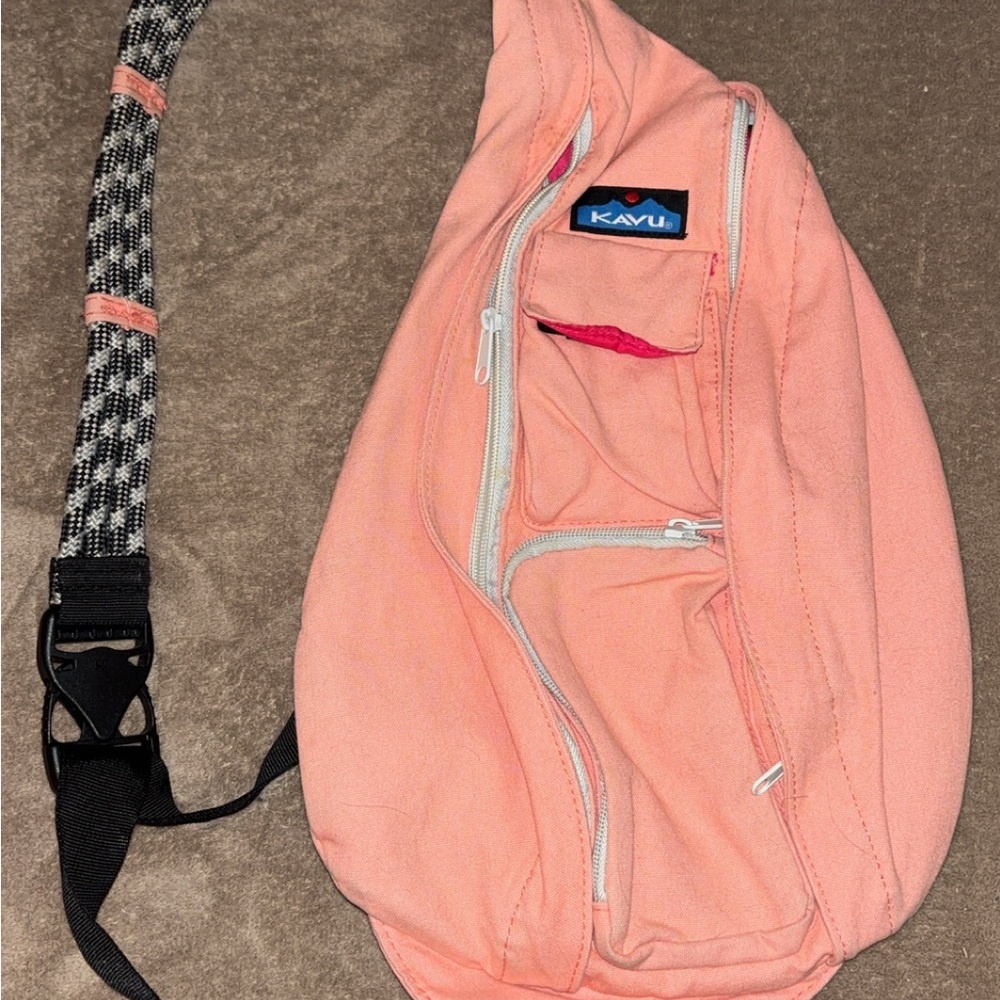 KAVU Peach and Black Sling Backpack